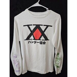 Hunter X Hunter Atsuko Anime Long Sleeve T-Shirt Men White sz small Japanese